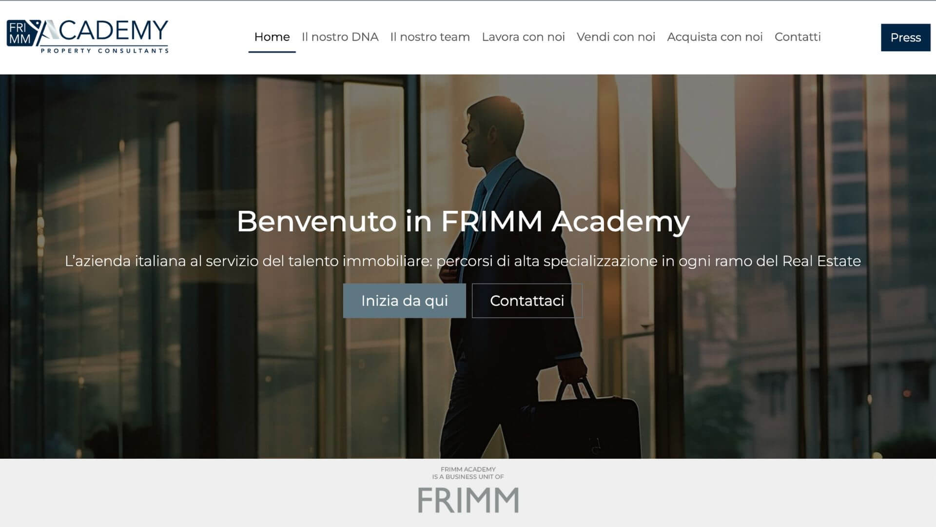 Homepage del sito FRIMM Academy Italia