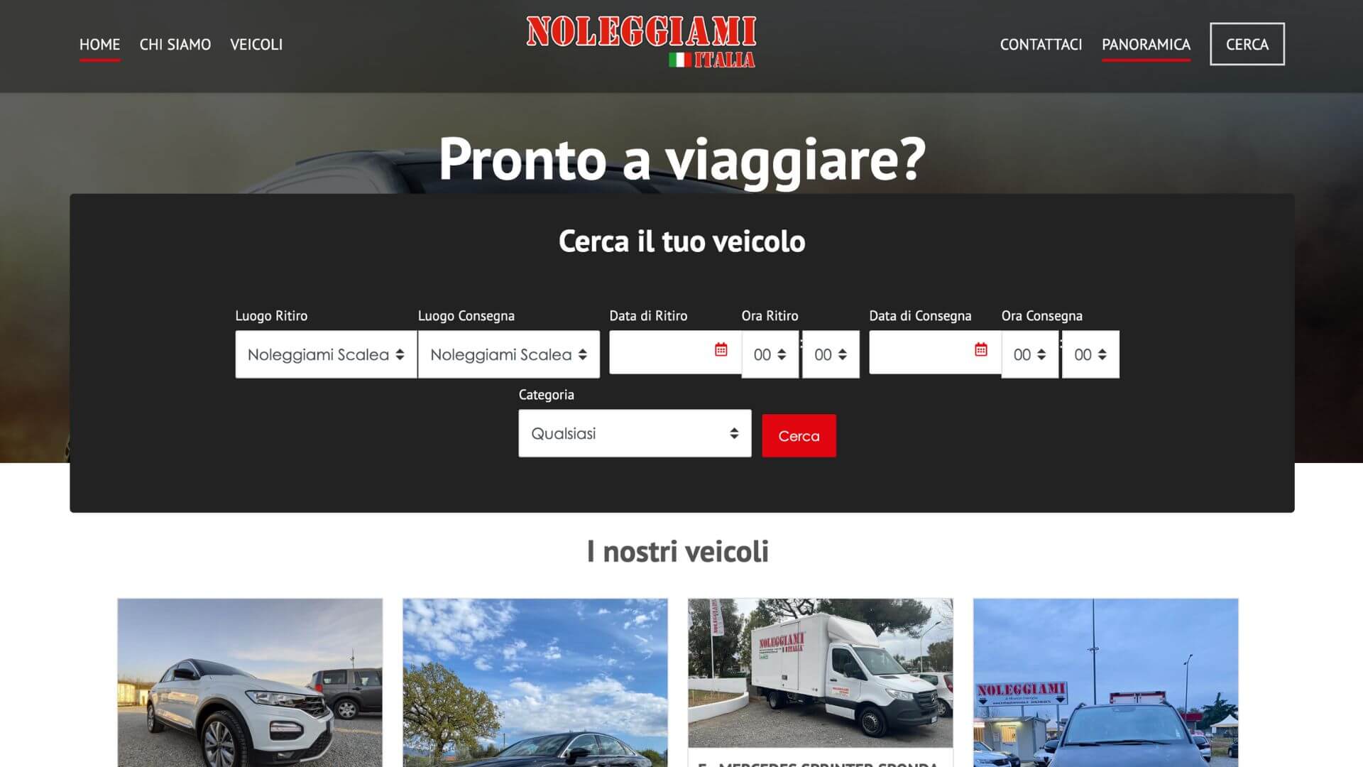 Homepage del sito Noleggiami Italia
