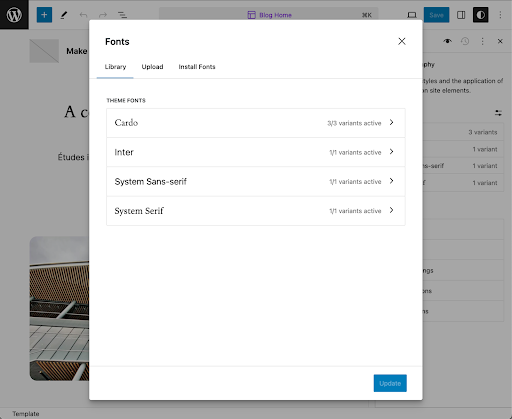 La fonts library di WordPress 7.0 beta 1