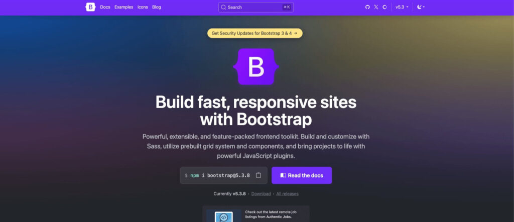 Homepage del sito Bootstrap 5.3