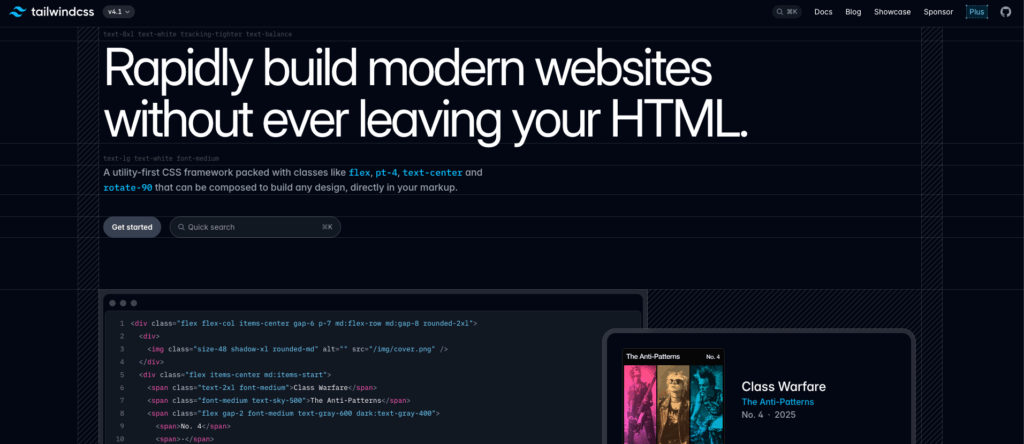 Homepage del framework CSS Tailwind.css