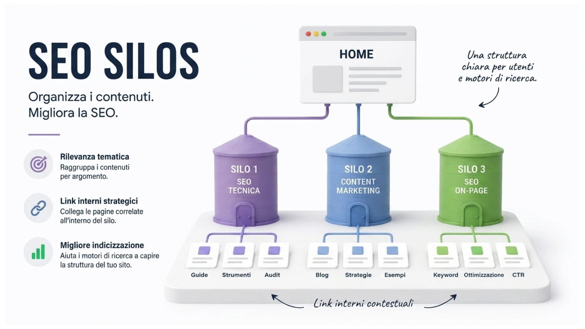 Infografica sulla struttura a silos SEO